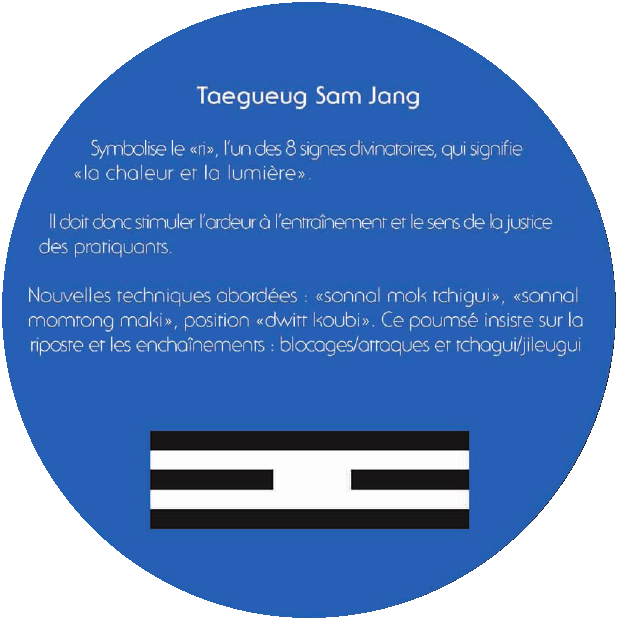 Taegueug Sam Jang : explication du poomsae